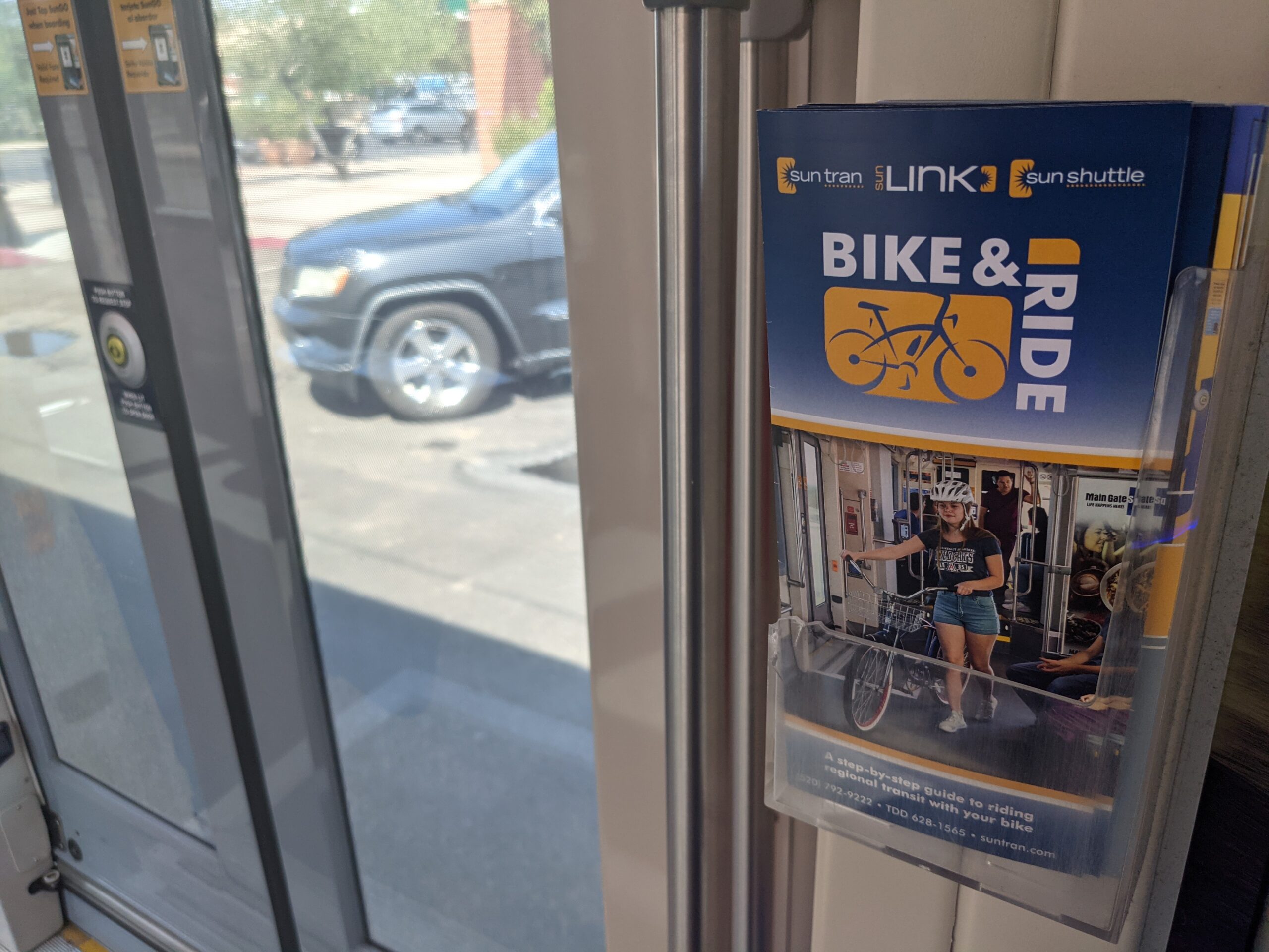 Sun Tran bike & ride guide found on board the Sun Link streetcar.